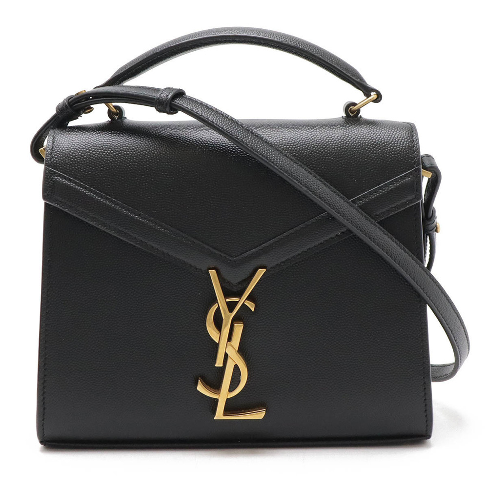 SAINT LAURENT PARIS YSL Yves Cassandra Top Handle 2way Shoulder Bag Black